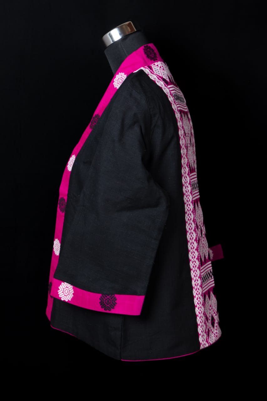JACKET STYLE BLOUSE WITH TRADITIONAL ASSAMESE GOS BUTA AND KARBI MOTIF